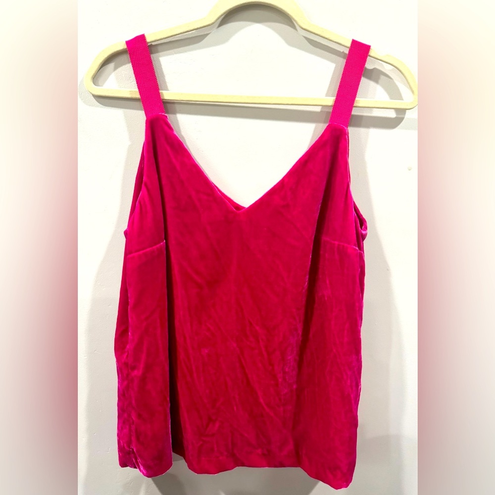 J. Crew bright pink velour tank! Perfect for the holidays